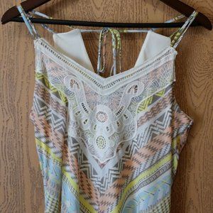 Maurices Medium Maxi Dress Geometric Pastels Boho